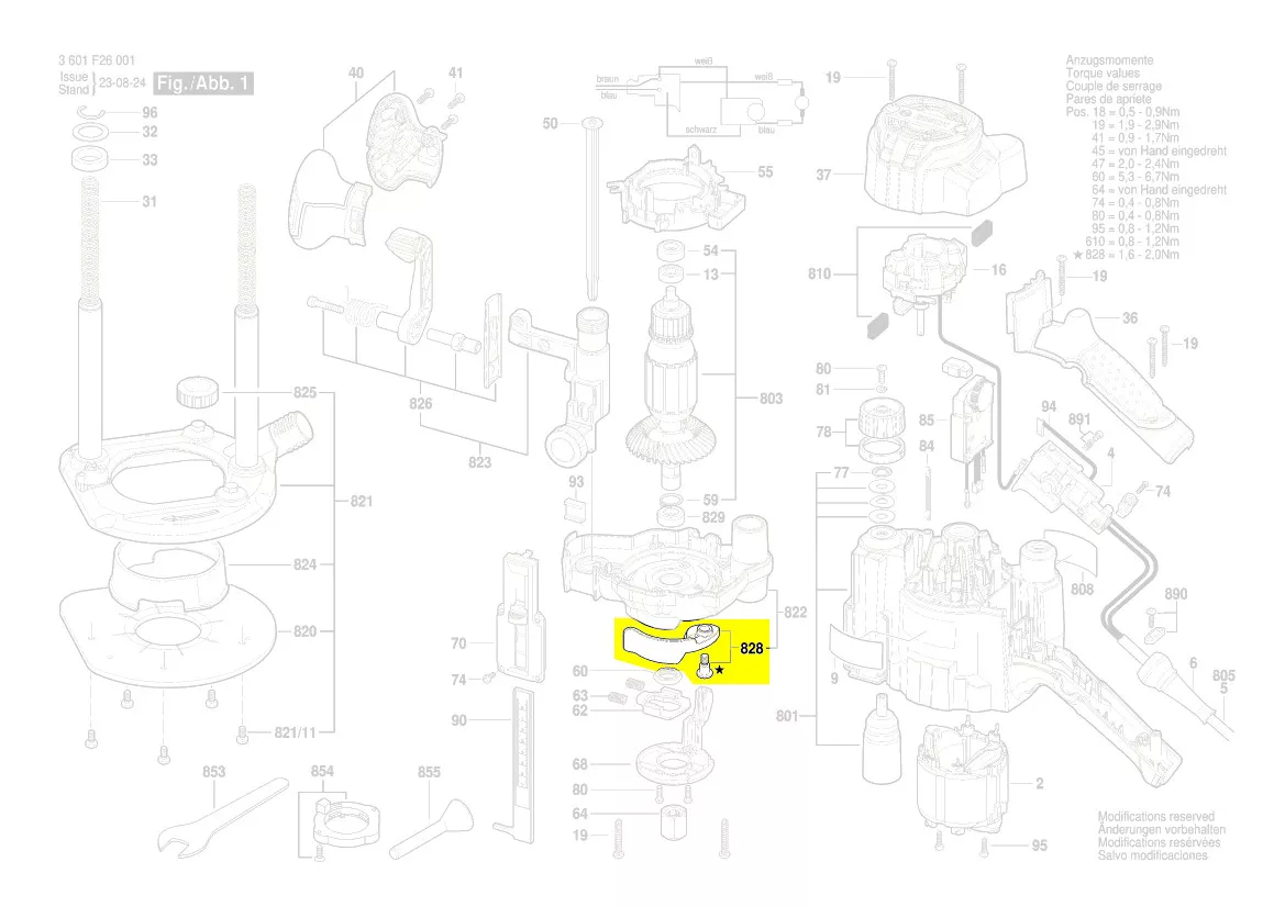 levier blocage broche défonceuse réf. 1 600 A02 DS2 Bosch